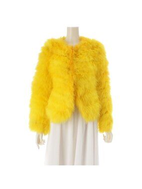 Gucci Short Sleeve Marabou Down Tom Ford Era Fur Jacket Yellow 38